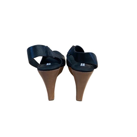 Diane Von Furstenberg Women's Natural Black Leather Wedges Sandal Size 7.5 - Picture 3 of 7